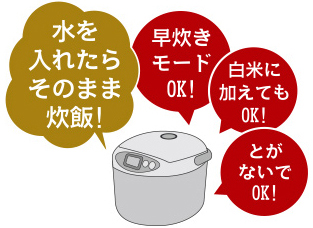 水を入れたらそのまま炊飯