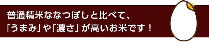 普通精米ななつぼしと比べて、「うまみ」や「濃さ」が高いお米です！